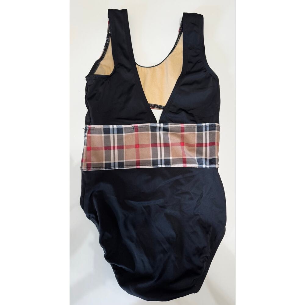 Kandi Kouture CL 7/8 Black Plaid Cutout Dance Leotard Competition Convention - Picture 3 of 4
